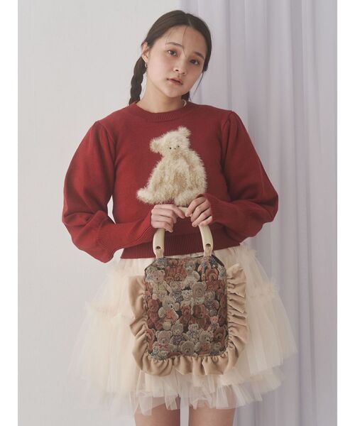 merry jenny（メリージェニー）の「bearジャガードハンドバッグ（ハンドバッグ・レディース・ブラック/ボルドー/ベージュ・FREE）」の15枚目の写真