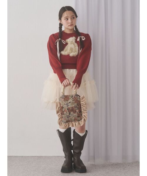 merry jenny（メリージェニー）の「bearジャガードハンドバッグ（ハンドバッグ・レディース・ブラック/ボルドー/ベージュ・FREE）」の16枚目の写真