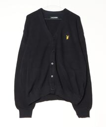PLAYBOY フルジップ ニットカーディガン ナンバーロゴ ネイビー Mサイズ PLAYBOY カーディガン PLAYBOY/プレイボーイ RABBIT V-NECK