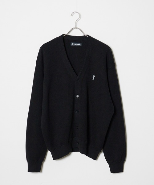 PLAYBOY(プレイボーイ)の「PLAYBOY/プレイボーイ RABBIT V-NECK CARDIGAN カーディガン ワンポイント(カーディガン/ボレロ・メンズ・ブラック/ホワイト/チャコール・L)」の4枚目の写真
