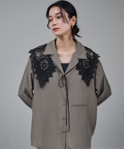 SALON adam et rope'（サロン アダム エ ロペ）の「[25AW]GENTLE SILK オープンカラーシャツ / セットアップ対応・洗える（シャツ/ブラウス・レディース・ブラック/ブラウン系その他2/ピンク系その他2・FREE）」の3枚目の写真