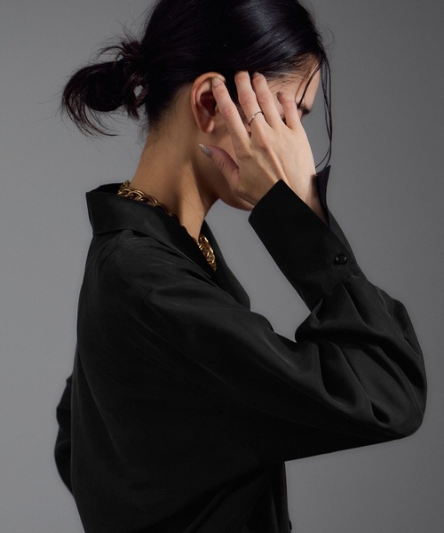 SALON adam et rope'（サロン アダム エ ロペ）の「[25AW]GENTLE SILK オープンカラーシャツ / セットアップ対応・洗える（シャツ/ブラウス・レディース・ブラック/ブラウン系その他2/ピンク系その他2・FREE）」の9枚目の写真