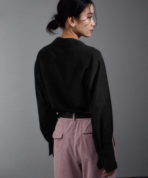 SALON adam et rope'（サロン アダム エ ロペ）の「[25AW]GENTLE SILK オープンカラーシャツ / セットアップ対応・洗える（シャツ/ブラウス・レディース・ブラック/ブラウン系その他2/ピンク系その他2・FREE）」の11枚目の写真