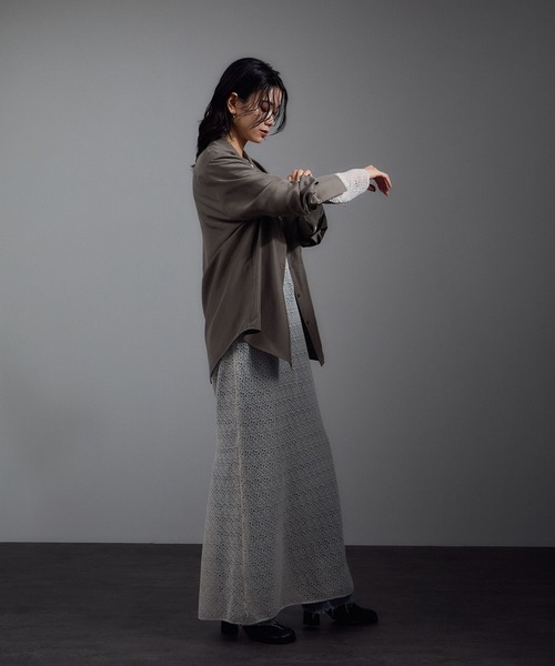 SALON adam et rope'（サロン アダム エ ロペ）の「[25AW]GENTLE SILK オープンカラーシャツ / セットアップ対応・洗える（シャツ/ブラウス・レディース・ブラック/ブラウン系その他2/ピンク系その他2・FREE）」の12枚目の写真