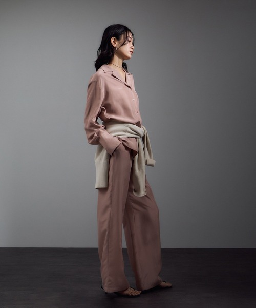 SALON adam et rope'（サロン アダム エ ロペ）の「[25AW]GENTLE SILK オープンカラーシャツ / セットアップ対応・洗える（シャツ/ブラウス・レディース・ブラック/ブラウン系その他2/ピンク系その他2・FREE）」の15枚目の写真