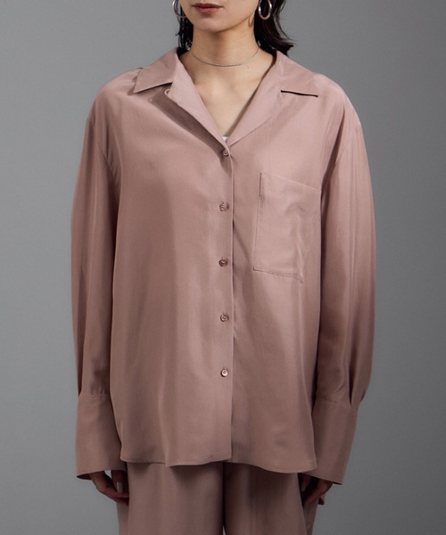 SALON adam et rope'（サロン アダム エ ロペ）の「[25AW]GENTLE SILK オープンカラーシャツ / セットアップ対応・洗える（シャツ/ブラウス・レディース・ブラック/ブラウン系その他2/ピンク系その他2・FREE）」の18枚目の写真