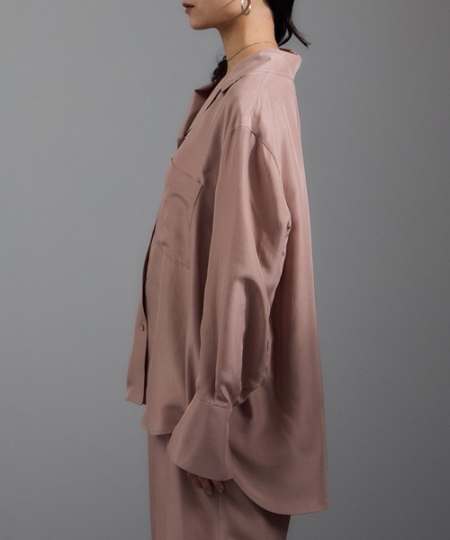 ブラウス シャツ 「25AW」GENTLE SILK オープンカラーシャツ「セットアップ対応・洗える」 レディース 25AW]GENTLE SILK オープンカラーシャツ【セットアップ対応