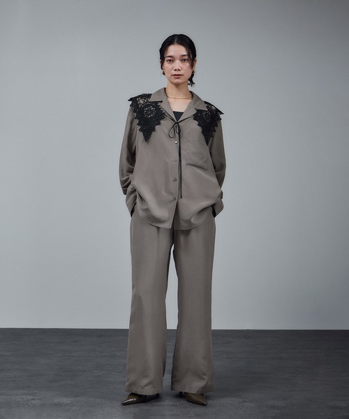 【ブラック（01）】[25AW]GENTLE SILK オープンカラーシャツ / セットアップ対応・洗える SALON adam et ropé(サロン アダム エ ロペ) / [25AW]GENTLE SILK