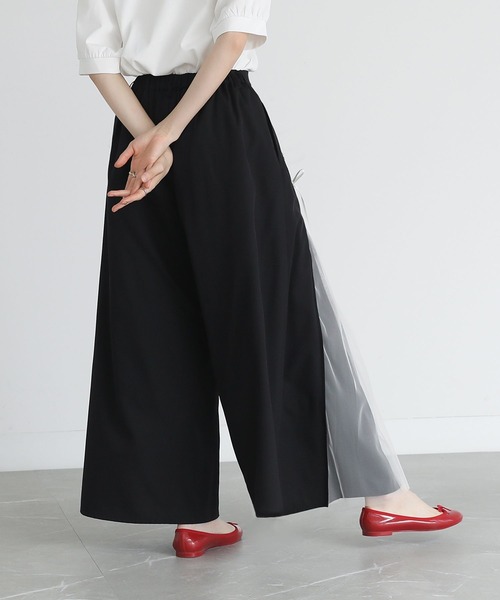 somari imagination（ソマリ イマジネーション）の「『チュール切替レースアップワイドパンツ』（その他パンツ・レディース・ブラック/カーキ・2/1）」の15枚目の写真