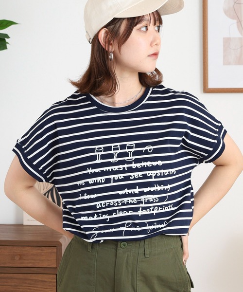 BRODIAEA(ブローディア)の「BRODIAEA ボーダー半袖カットソー(Tシャツ/カットソー・レディース・ホワイト×ブラック/ホワイト×レッド/ネイビー×ホワイト・40)」の3枚目の写真