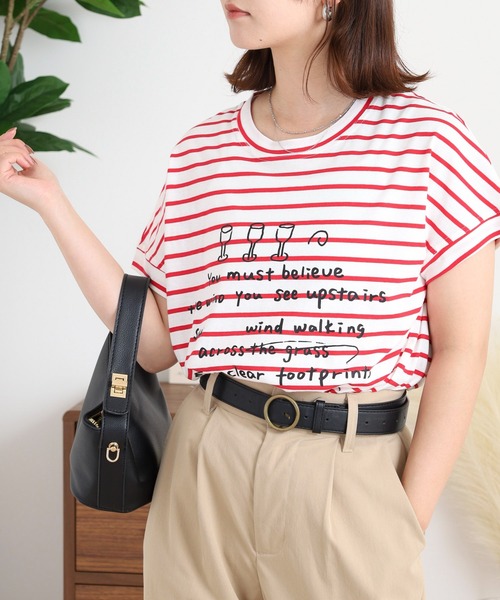BRODIAEA(ブローディア)の「BRODIAEA ボーダー半袖カットソー(Tシャツ/カットソー・レディース・ホワイト×ブラック/ホワイト×レッド/ネイビー×ホワイト・40)」の22枚目の写真