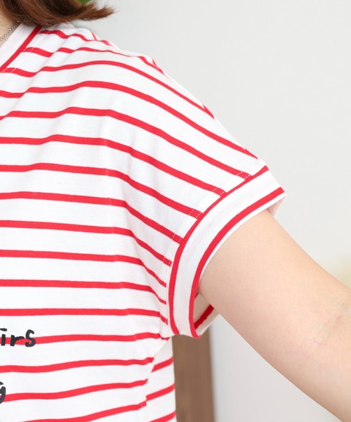 BRODIAEA(ブローディア)の「BRODIAEA ボーダー半袖カットソー(Tシャツ/カットソー・レディース・ホワイト×ブラック/ホワイト×レッド/ネイビー×ホワイト・40)」の9枚目の写真