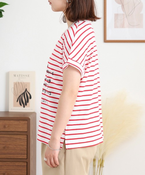 BRODIAEA(ブローディア)の「BRODIAEA ボーダー半袖カットソー(Tシャツ/カットソー・レディース・ホワイト×ブラック/ホワイト×レッド/ネイビー×ホワイト・40)」の15枚目の写真