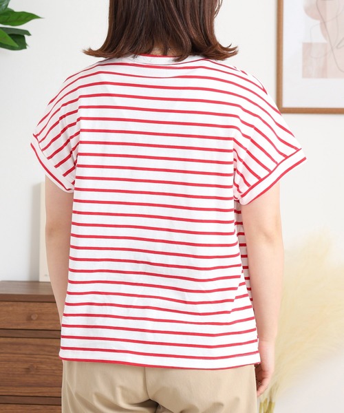 BRODIAEA(ブローディア)の「BRODIAEA ボーダー半袖カットソー(Tシャツ/カットソー・レディース・ホワイト×ブラック/ホワイト×レッド/ネイビー×ホワイト・40)」の6枚目の写真