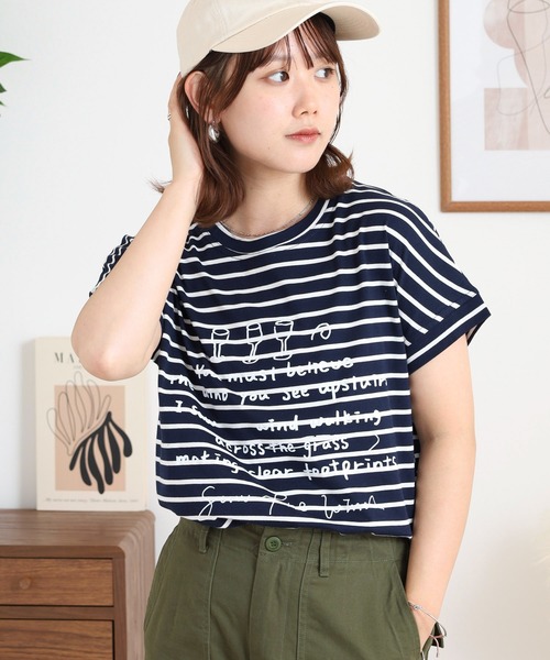BRODIAEA(ブローディア)の「BRODIAEA ボーダー半袖カットソー(Tシャツ/カットソー・レディース・ホワイト×ブラック/ホワイト×レッド/ネイビー×ホワイト・40)」の11枚目の写真