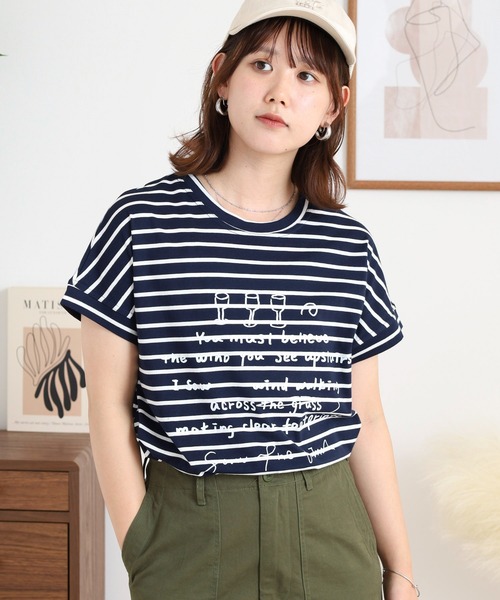 BRODIAEA(ブローディア)の「BRODIAEA ボーダー半袖カットソー(Tシャツ/カットソー・レディース・ホワイト×ブラック/ホワイト×レッド/ネイビー×ホワイト・40)」の12枚目の写真