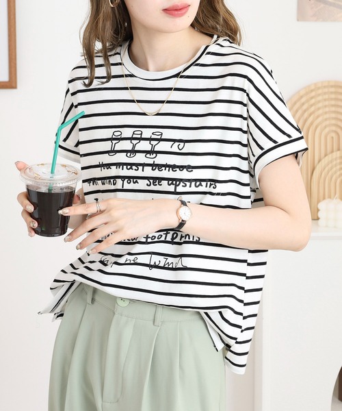 BRODIAEA(ブローディア)の「BRODIAEA ボーダー半袖カットソー(Tシャツ/カットソー・レディース・ホワイト×ブラック/ホワイト×レッド/ネイビー×ホワイト・40)」の20枚目の写真