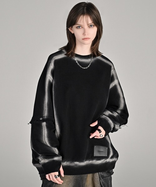 キャピタル　スマイリー　エルボーパッチ　プリント 黒スウェット 3 キャピタル スマイリー エルボーパッチ プリント 黒スウェット