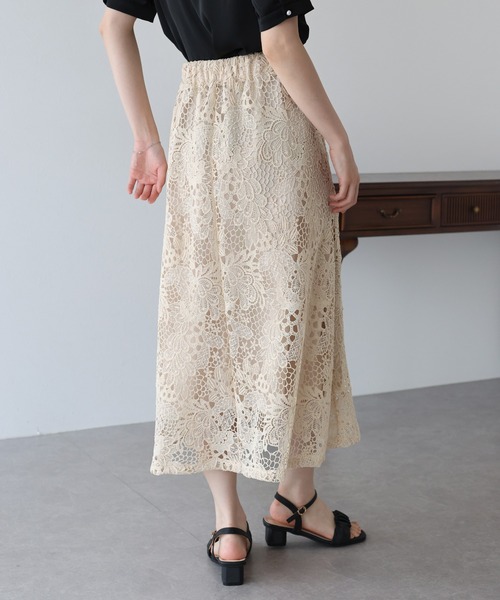 BLUEEAST（ブルーイースト）の「フラワーレースフレアスカート（スカート・レディース・ブラック/チャコールグレー/ベージュ・MEDIUM/LARGE）」の15枚目の写真