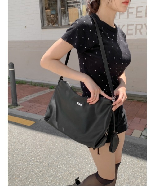 Vini（ヴィニ）の「【Vini】ドット ニットTシャツ（Tシャツ/カットソー・レディース・ブラック/ホワイト・FREE）」の10枚目の写真