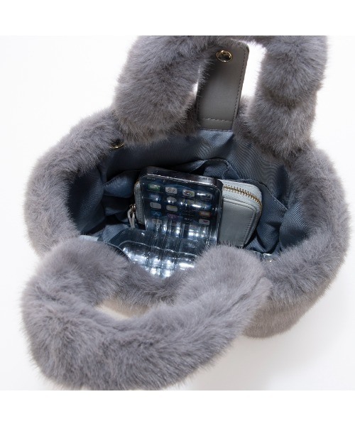 EVOL（イーボル）の「【軽量・ミニサイズ】2WAYファーバッグ LZ40243（ハンドバッグ・レディース・グレー/アイボリー/ピンク・FREE）」の11枚目の写真