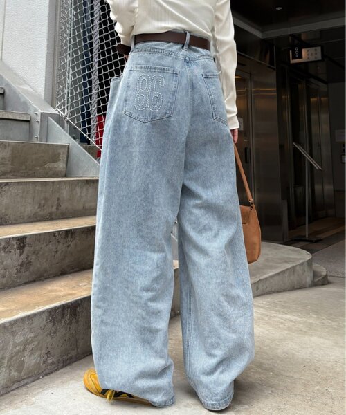 CIAOPANIC TYPY(チャオパニックティピー)の「【2WAYシルエット調節可能】【UNISEX】オーバーダイウエストタックデザインデニム(デニムパンツ・レディース・ブラック/ネイビー/サックスブルー・MEDIUM/LARGE)」の10枚目の写真