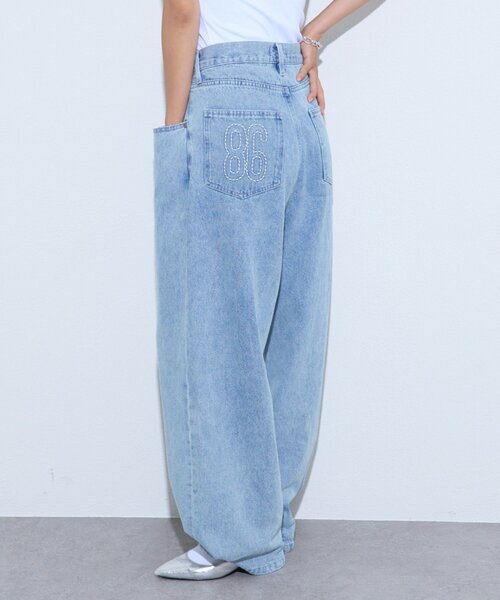 CIAOPANIC TYPY(チャオパニックティピー)の「【2WAYシルエット調節可能】【UNISEX】オーバーダイウエストタックデザインデニム(デニムパンツ・レディース・ブラック/ネイビー/サックスブルー・MEDIUM/LARGE)」の16枚目の写真