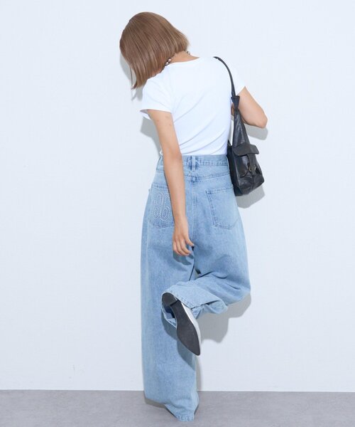 CIAOPANIC TYPY(チャオパニックティピー)の「【2WAYシルエット調節可能】【UNISEX】オーバーダイウエストタックデザインデニム(デニムパンツ・レディース・ブラック/ネイビー/サックスブルー・MEDIUM/LARGE)」の21枚目の写真