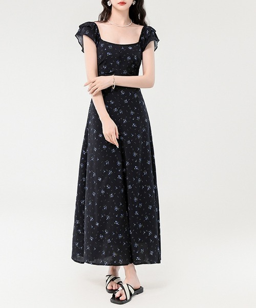 DAY CLOSET(デイ クローゼット)の「レディース 花柄バックリボン×カットアウトAラインロングワンピース(ワンピース・レディース・ブラック/ブルー系その他/レッド・S/M/XL/L)」の17枚目の写真