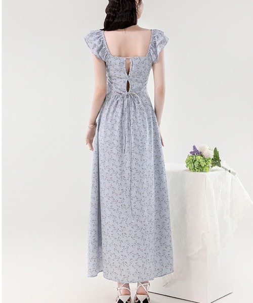 DAY CLOSET(デイ クローゼット)の「レディース 花柄バックリボン×カットアウトAラインロングワンピース(ワンピース・レディース・ブラック/ブルー系その他/レッド・S/M/XL/L)」の13枚目の写真