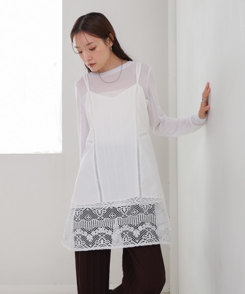 Bab（バブ）の「レース切り替えミニワンピピース（ワンピース・レディース・ホワイト系その他/オフホワイト/ブラック・M）」の2枚目の写真