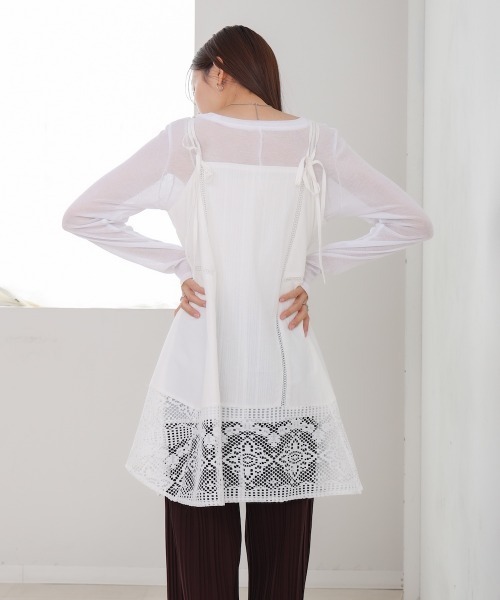 Bab（バブ）の「レース切り替えミニワンピピース（ワンピース・レディース・ホワイト系その他/オフホワイト/ブラック・M）」の5枚目の写真