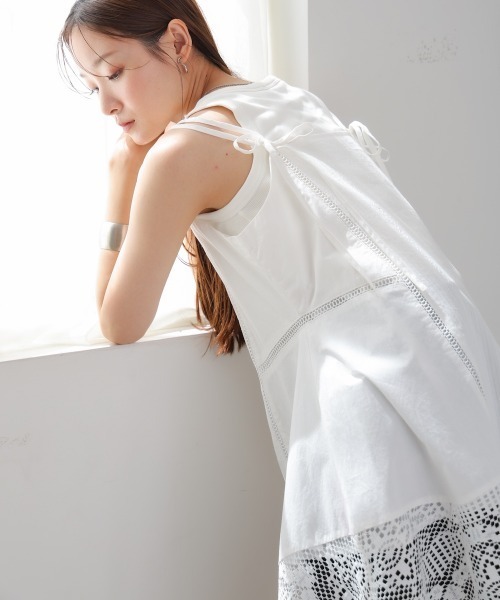 Bab（バブ）の「レース切り替えミニワンピピース（ワンピース・レディース・ホワイト系その他/オフホワイト/ブラック・M）」の7枚目の写真