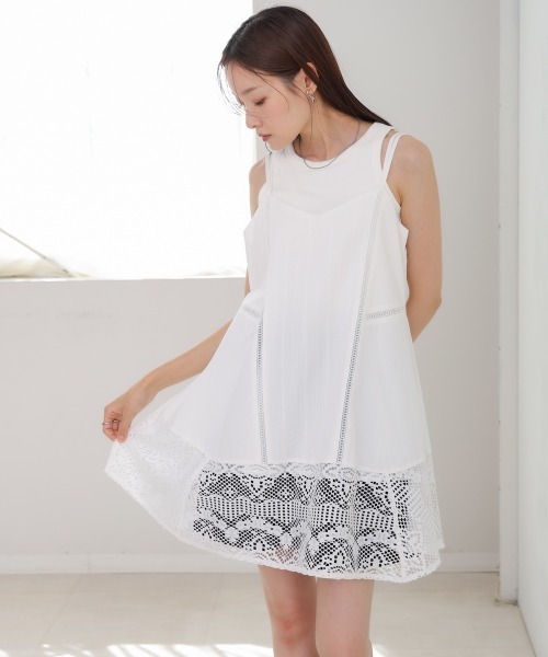 Bab（バブ）の「レース切り替えミニワンピピース（ワンピース・レディース・ホワイト系その他/オフホワイト/ブラック・M）」の9枚目の写真