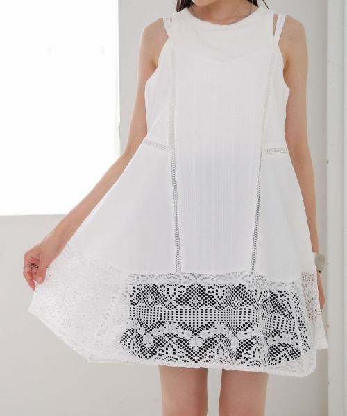 Bab（バブ）の「レース切り替えミニワンピピース（ワンピース・レディース・ホワイト系その他/オフホワイト/ブラック・M）」の19枚目の写真