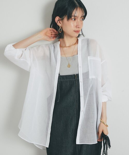 un dix cors(アンディコール)の「《1枚着にも羽織にも◎》リネンライクシアータックシャツ(シャツ/ブラウス・レディース・ブラウン/ブラック/オフホワイト/ブルー・FREE)」の20枚目の写真