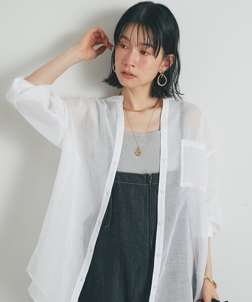 un dix cors(アンディコール)の「《1枚着にも羽織にも◎》リネンライクシアータックシャツ(シャツ/ブラウス・レディース・ブラウン/ブラック/オフホワイト/ブルー・FREE)」の21枚目の写真
