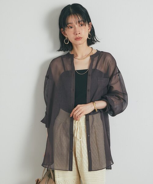 un dix cors(アンディコール)の「《1枚着にも羽織にも◎》リネンライクシアータックシャツ(シャツ/ブラウス・レディース・ブラウン/ブラック/オフホワイト/ブルー・FREE)」の10枚目の写真