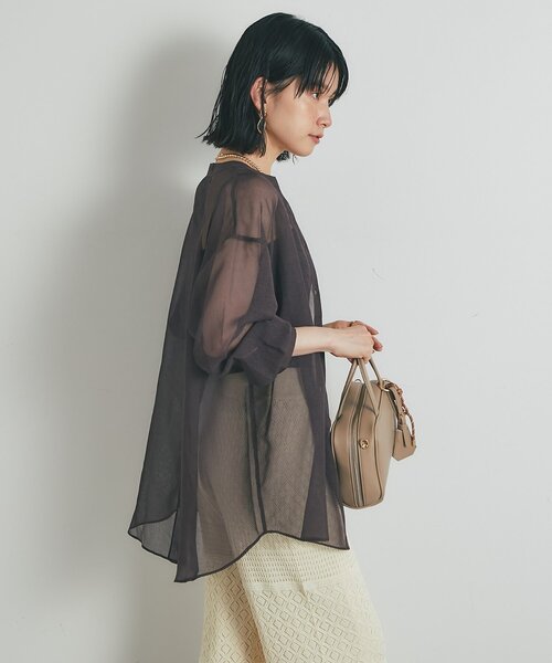 un dix cors(アンディコール)の「《1枚着にも羽織にも◎》リネンライクシアータックシャツ(シャツ/ブラウス・レディース・ブラウン/ブラック/オフホワイト/ブルー・FREE)」の12枚目の写真