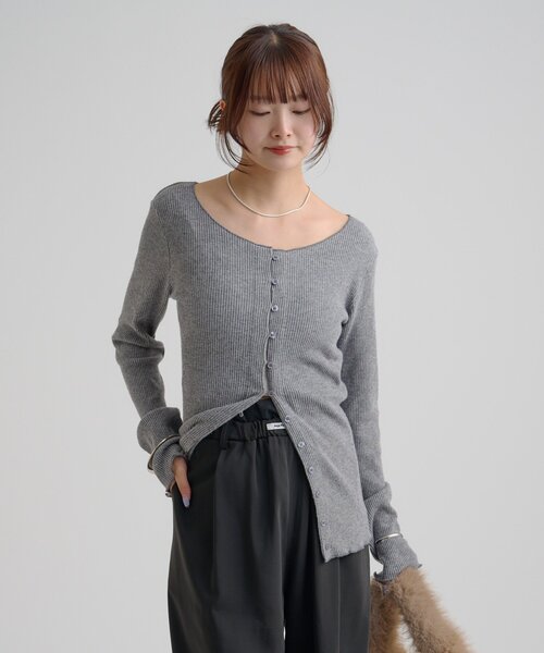 セール】【8色展開◎】起毛リブボタンカーディガン（カーディガン