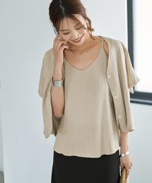 STYLE DELI（スタイルデリ）の「麻調綿混素材の羽織りキャミセット（アンサンブル）」