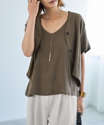 STYLE DELI | 麻調綿混素材の羽織りキャミセット(アンサンブル)