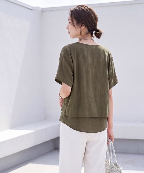 STYLE DELI(スタイルデリ)の「麻調綿混素材の羽織りキャミセット(アンサンブル・レディース・ライトベージュ/カーキブラウン・FREE)」の6枚目の写真