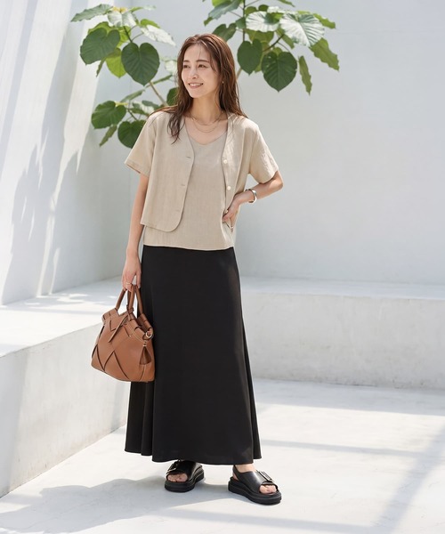 STYLE DELI(スタイルデリ)の「麻調綿混素材の羽織りキャミセット(アンサンブル・レディース・ライトベージュ/カーキブラウン・FREE)」の13枚目の写真