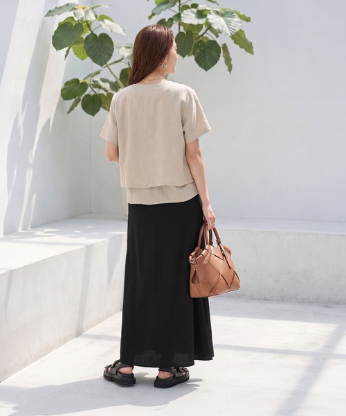 STYLE DELI(スタイルデリ)の「麻調綿混素材の羽織りキャミセット(アンサンブル・レディース・ライトベージュ/カーキブラウン・FREE)」の14枚目の写真