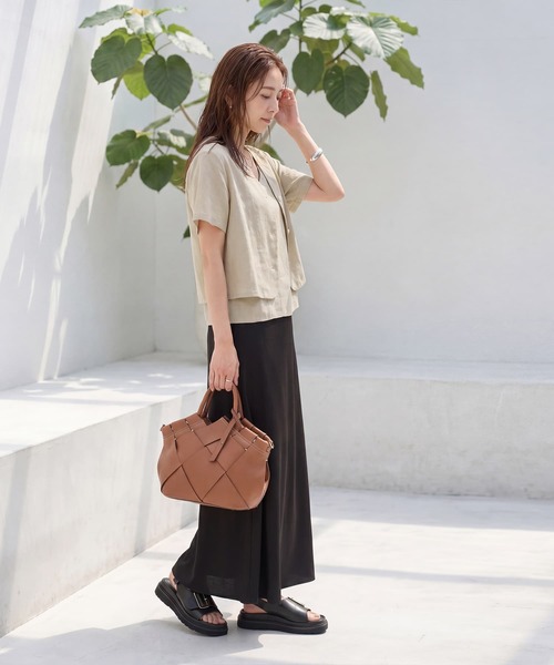 STYLE DELI(スタイルデリ)の「麻調綿混素材の羽織りキャミセット(アンサンブル・レディース・ライトベージュ/カーキブラウン・FREE)」の16枚目の写真