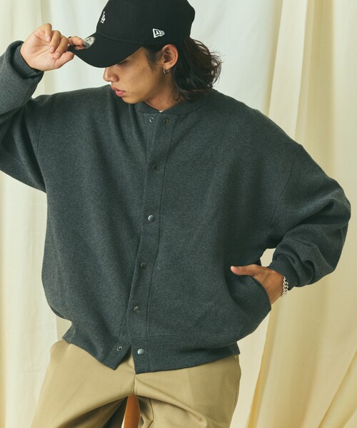 ニット　カーディガン　リラックス　ブラック FREAK'S STORE/Relax Fit リラックスフィット スウェットライク
