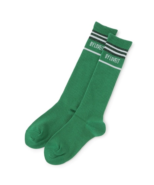 by LOVEiT（バイラビット）の「ラメボーダーハイソックス（ソックス/靴下・キッズ・ピンク/グリーン/チャコール・M/L）」の3枚目の写真