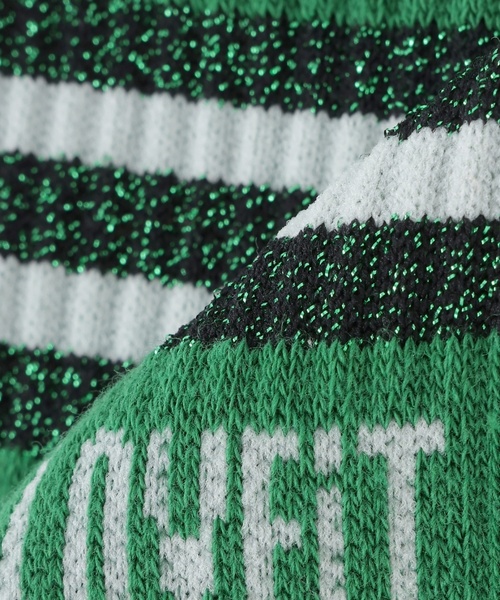 by LOVEiT（バイラビット）の「ラメボーダーハイソックス（ソックス/靴下・キッズ・ピンク/グリーン/チャコール・M/L）」の4枚目の写真