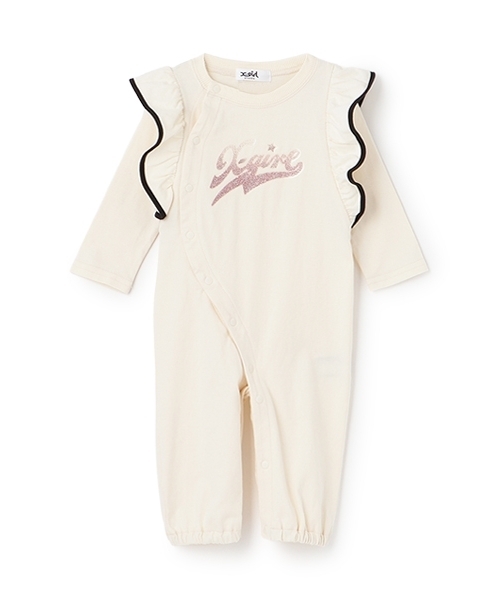 X-girl Stages(エックスガールステージス)の「ラメロゴプリント袖フリル2WAYオール(ロンパース・キッズ・ライトブルー/アイボリー・50-70cm)」の9枚目の写真